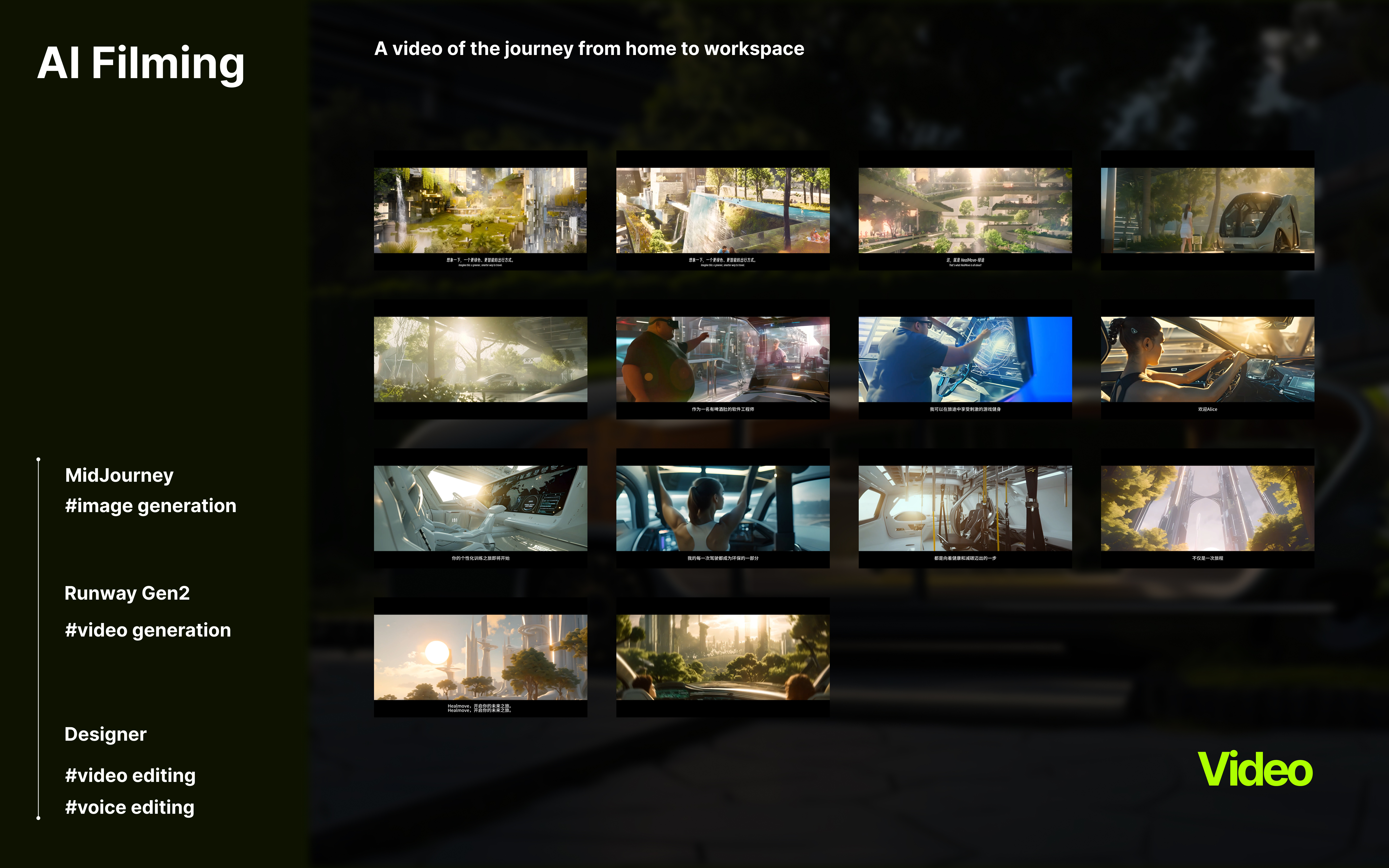 Pre-mainstream-AI content pipeline — MidJourney for stills, Runway Gen-1 for image-conditioned motion, human edit on top.